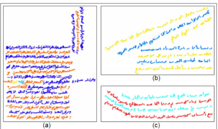 Figure 9. Some results of the multi-oriented text line extraction approach.