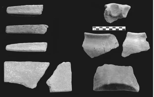 Figure 7 – Divers éléments de briquetages et mobiliers domestiques provenant du site de Cofreneau/Lomer  (prospections B