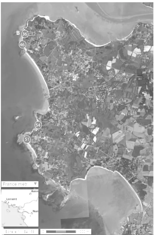 Figure 3 – Localisation des sites de la commune de Pénestin faisant l’objet de l’étude