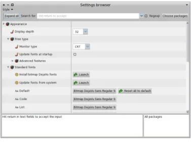 Figure 5.2: The Settings Browser.
