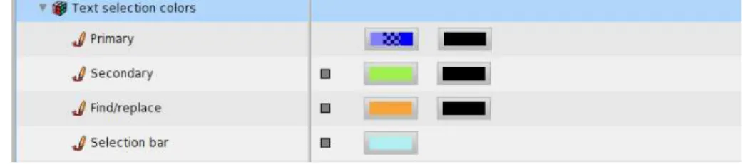 Figure 5.13: The text selection settings implemented with a specific prefer- prefer-ence class