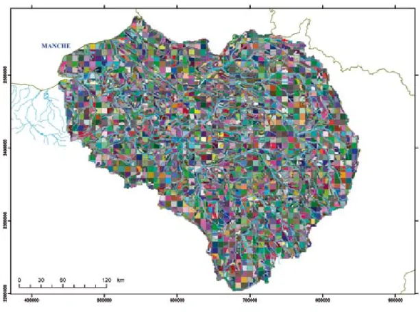 Figure 13 : Cartographie des unités spatiales de simulation du modèle agronomique STICS.