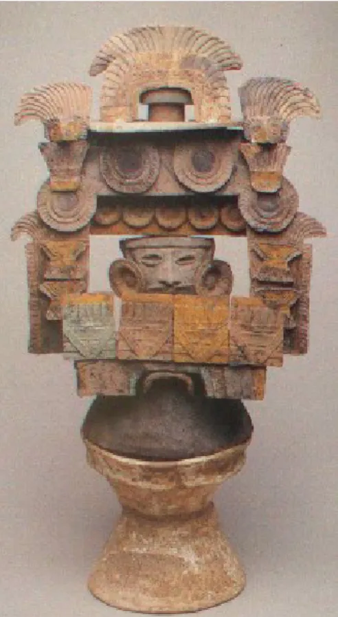 Figure 12: a) Exemple d’encensoir, période Xolalpan 400-600 DNE, provenant de La Ventilla,  structure 79 (Berrin et Pasztory 1993:218)