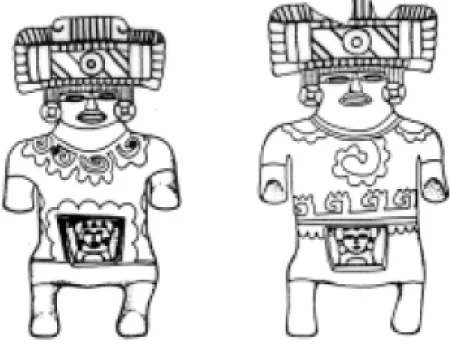 Figure 17: Figures hôtes de Xochitécatl, Tlaxcala, appelée femme enceinte ou réceptacle (Serra- (Serra-Puche 2001:19)