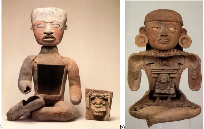 Figure 18: a) Figure hôte avec ouverture sur le buste, Tlajinga, Teotihuacan (Berrin et Pasztory  1993:210)