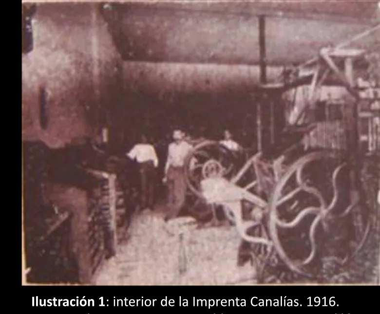 Ilustración 1: interior de la Imprenta Canalías. 1916. 