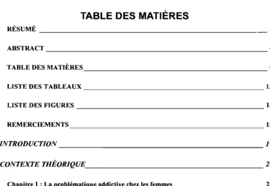 TABLE  DES MATIÈRES 