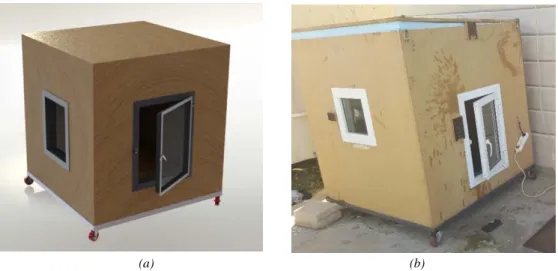 Figure 1 (a) 3D schematic drawing of the prototype, and (b) photo of the real prototype 