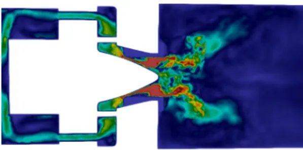 Figure 24: An unsteady solution field of the hybrid simulation: the inlet boundary conditions for the local high-fidelity solution are well reproduced.