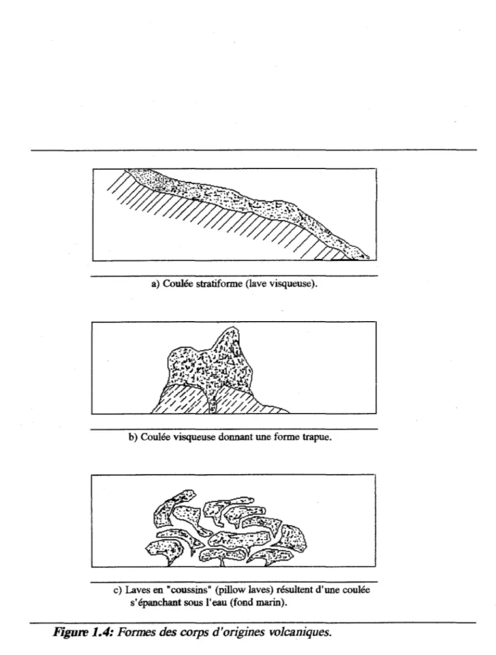 Figure  1.4:  Formes des corps d'origines  volcaniques. 