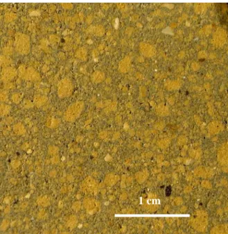 Figure  5-10 : Observation en microscopie optique d’une coupe de limon chaulée, cimenté et  compacté