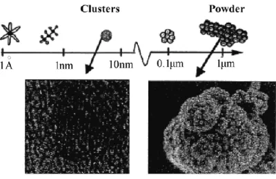 Figure 1.4 : Illustration des étapes de la formation de poudre dans un plasma de silane [20]