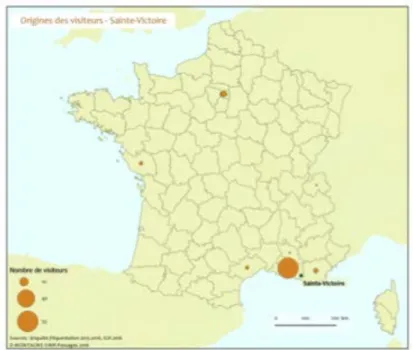 Figure 7 : Origine géographique des visiteurs de la Montagne Sainte-Victoire 