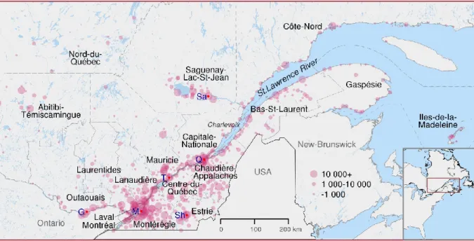 Figure 1.2  Map of the regions of Québec 