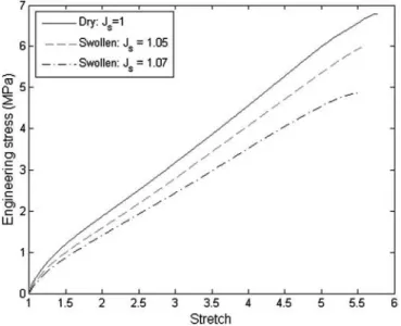 Fig. 1. Stress-stretch curve of materials under monotonic tensile loading (Test 1).