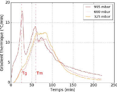 Figure 3-8 : Influence de la pression de tirage à vide sur les phénomènes thermiques