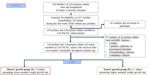 Figure 1. Flowchart of infants enrolled in the ancillary study of the mono-centric prospective  population-based LACTACOL