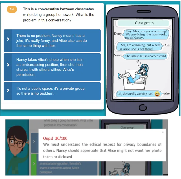 Figure 8: Example of quiz question and feedback 