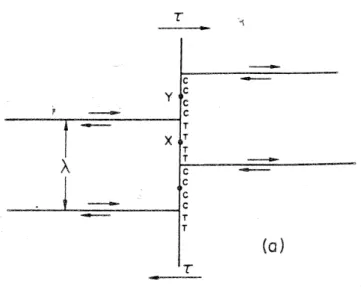 Figure 1.3  Zones T en tension et zones C en compression selon le modèle de Spingarn et Nix.