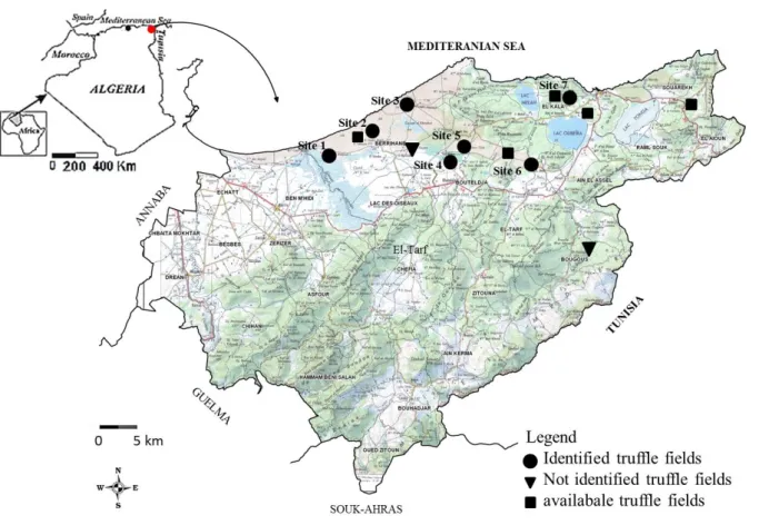 Fig. 2: Map of location of desert truffle fields 