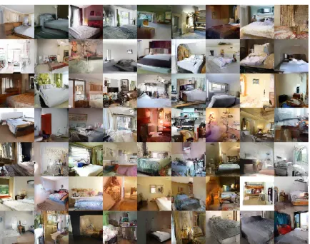 Figure 2.1: Samples from hierarchical PixelVAE on the LSUN bedrooms dataset.