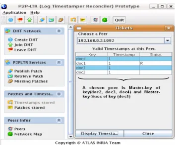 Figure 4.  Set valid timestamps at a chosen Master Peer  Concurrent patch publishing. This scenario is used to show that  P2P-LTR manages correctly concurrent patch publishing on a  same document