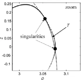 Figure 12: Zoom on T and Singular Points  Figure 13: T 1  lies in a Region of Feasible Paths 
