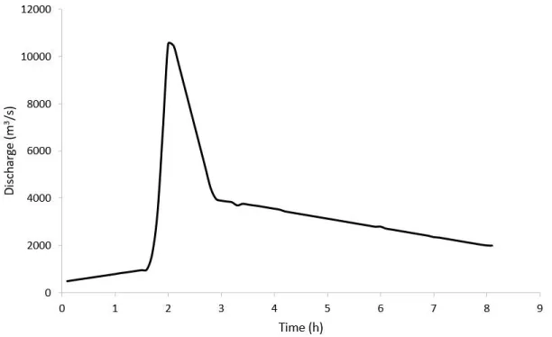 Fig. 11. The flood hydrograph at the upstream. 