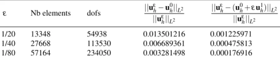 Table 1 L 2 -errors norms computed in Ω ε