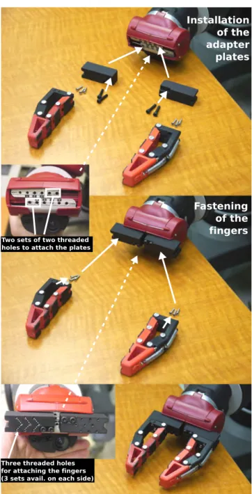 Fig. 14 Prototype of adaptive fingers mounted on the elec- elec-tric gripper of a Baxter robot
