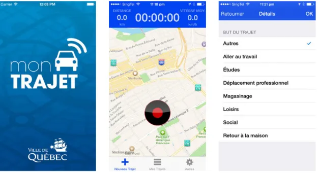 Figure 3. Smartphone application interfaces 