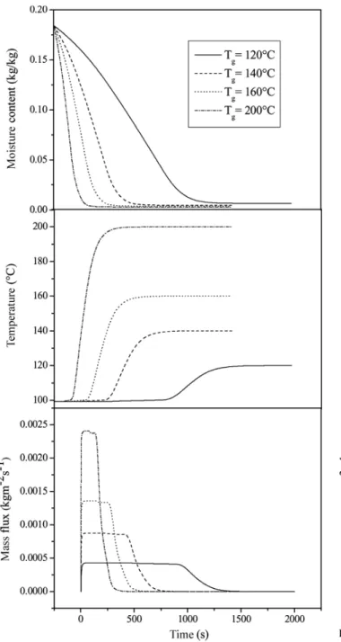 FIG. 5. Effect of gas mass flux during superheated steam drying: