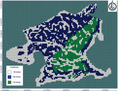 Figure 6. Spatial distribution of recharge.