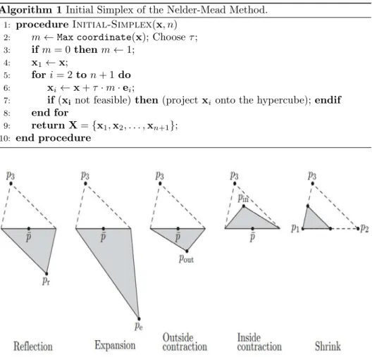 Figure 1: Graphic Representation of the Nelder-Mead method [20].