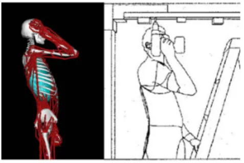 Fig. 4. Backward drilling posture in current simulation (left) and in Anton’s work (right) [22].