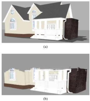 Fig. 1. Comparison of (a) simulated model in Gazebo [27] that needs to be mapped and (b) reconstructed 3-D model by a mobile ground robot using our policies