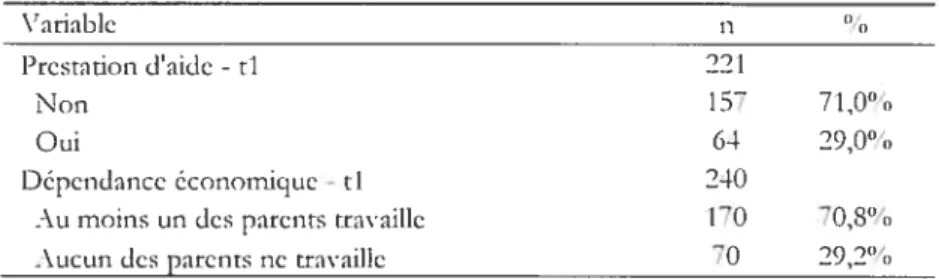 Tableau 2.4 Descriptif des mesures relatives au statut socioéconomique