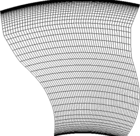 Figure 14: Axial cut of computational mesh for the axial rotor subdomain.