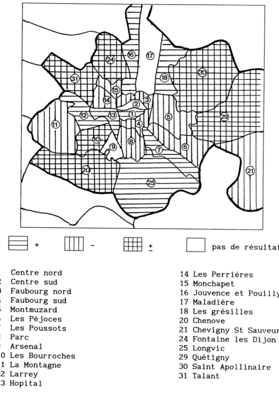 Figure 1 : Les centres de l'agglomération dijonnaise 