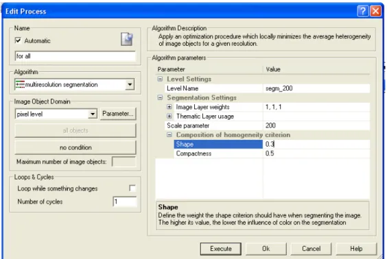 Figure 9: Présentation de l’interface segmentation sous le logiciel eCognition 
