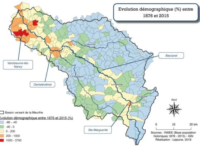 Figure  I-13 : Une croissance démographique dans les territoires les plus urbains. Source des données : INSEE 