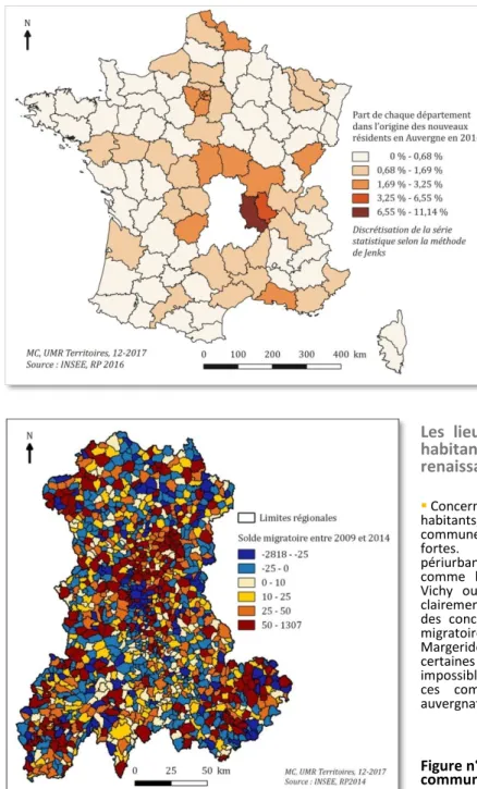 Figure n° 8. Le solde migratoire des  communes auvergnates