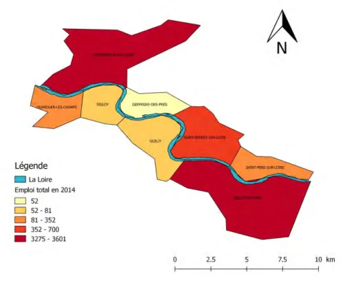 Figure 2 : Répartition des emplois en 2014 sur le site Est 