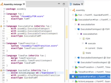 Figure 2. Modular Definition of a FSM Language in The Melange Language Workbench
