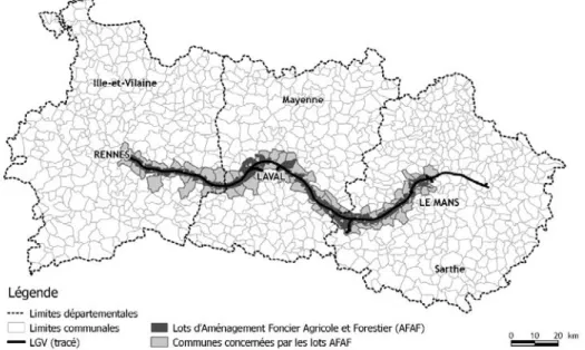 Figure 1 : Localisation des périmètres d’aménagement foncier agricole et forestier  (AFAF) et des communes concernées 