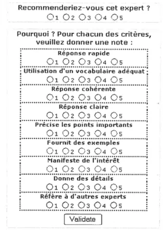 Figure 8 : Évaluation d’un expert