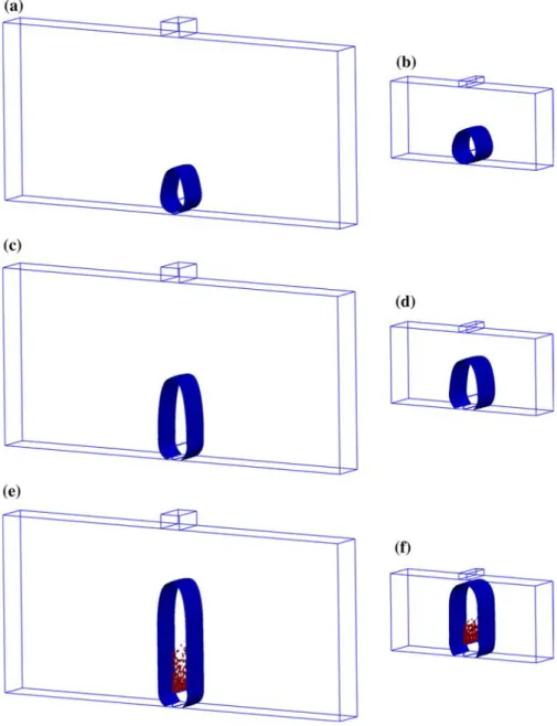 Fig. 29 Notched beam case Bc (a, c, e) and Cb (b, d, f):