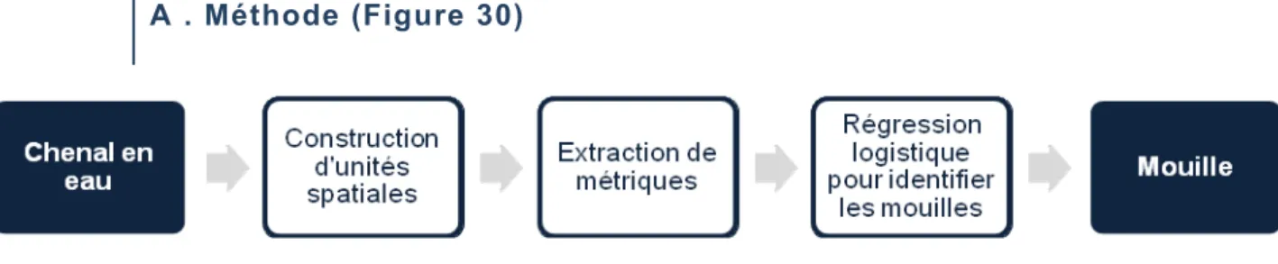 Figure 30 : Présentation succincte de la démarche permettant l identification des mouilles par régression logistique