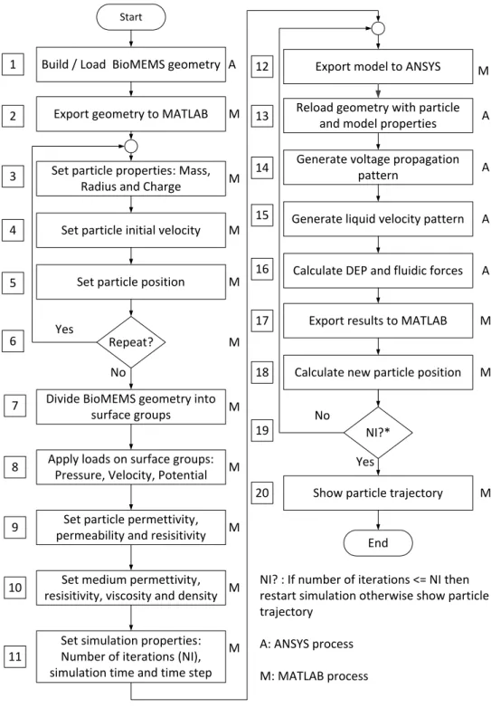 Figure 5. Detailed algorithm of proposed modeling approach for DEP based BioMEMS.