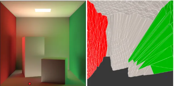 Figure 3.4: Two images from the work of Schwarzhaupt et al. [2012]. Left: the Cornell Box rendered with the occlusion-aware Hessian approach